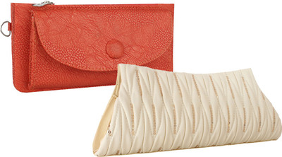 

Fillincart Casual, Formal, Party Tan, White Clutch