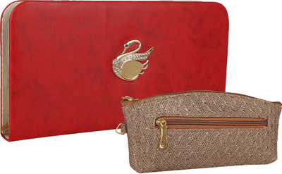 

Fillincart Casual, Formal, Party Red, Brown Clutch, Brown;red