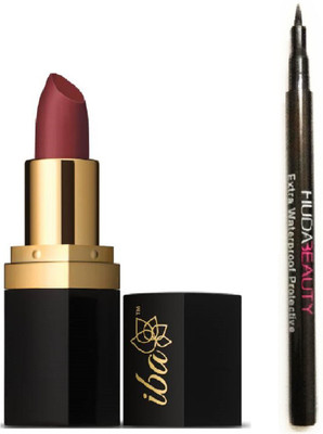 

iba halal care Pure Lips Long Stay Matte Lipstick (M01 - Deep Mauve) with Ultra Fine waterproof eye liner pack(Set of 2)