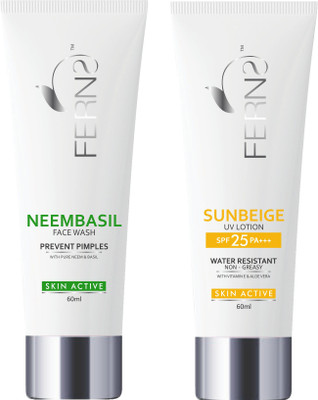 

Ferns Neem Basil (Prevents Pimples) Face Wash + Sunbeige UV Lotion - SPF 25(Set of 2)