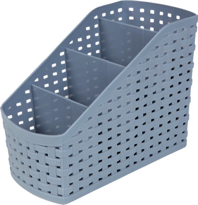 

CSM 4 Compartments Plastic Pen Stand(Grey)