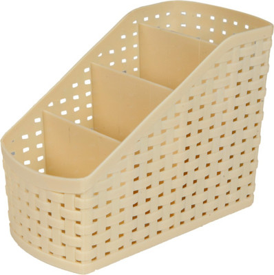 

CSM 4 Compartments Plastic Pen Stand(Beige)