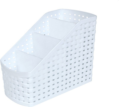 

CSM 4 Compartments Plastic Pen Stand(White)