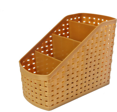 

CSM 4 Compartments Plastic Pen Stand(Brown)