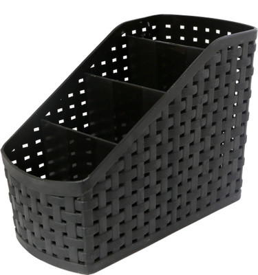 

CSM 4 Compartments Plastic Pen Stand(Black)