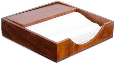 Azeem Arts 1 Compartments Sheesham Wood Square Napkin Holder(Brown)