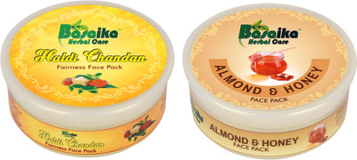 

Basaika Herbal Care Combo Pack of 2 ( Haldi Chandan & Kesar Fairness face Pack & Almond & Honey face pack ), 150 Grams Each(300 g)