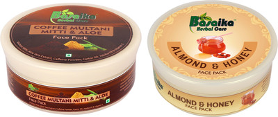 

Basaika Herbal Care Combo Pack of 2 ( Almond & Honey face pack & Coffee Multani Mitti & Aloe face pack), 150 grams Each(300 g)