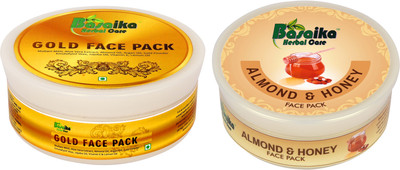 

Basaika Herbal Care Combo Pack of 2 ( Almond & Honey face pack & Gold face Pack), 150 grams each(300 g)