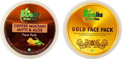 

Basaika Herbal Care Combo Pack of 2 ( Coffee Multani Mitti & Aloe face pack & Gold face Pack), 150 grams each(300 g)