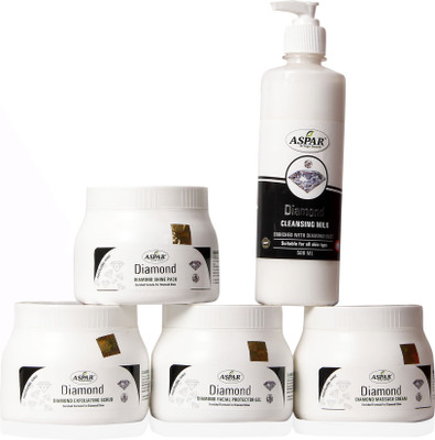 

Aspar Diamond Facial Kit Combo For Skin Whitening And Glow Skin. 2.3 g(Set of 5)