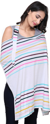 

Feather Hug Nursing Cover for Breastfeeding mother, women, Mom, Multi Use, Feeding Apron Cloak,Poncho, scarf, ups, Wrap, Breathable, Canopy, Babysitting, Maternity, Kurti, Shawl, Poplin(Rainbow Stripes) Feeding Cloak(White)