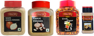 

Easy Life Combo Pack of White Onion Powder 200g, Garlic Powder 225g & Chilli Flakes 200g with Ginger Powder 60g Combo(685 g)