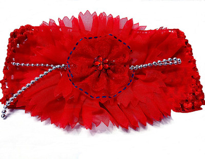 

Proplady Floral Net Cutwork with Beads Head Band(Red)