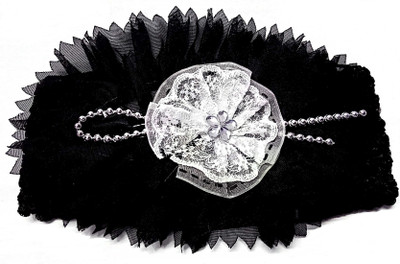 Proplady Floral Net Cutwork with Beads Head Band(Black)