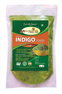 

Malvaniya Herbal Care Indigo Powder For Hair | Natural Hair Dye | 100% Pure Organically Processed Hair Dye - Black (114 Grams) Hair Color(Green)