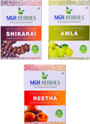 

MGH Herbals Shikakai, Amla & Reetha Powder (Pack of 3)(300 g)