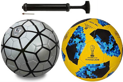 

Unik New Rockers Silver Black + Startel Yellow Football Combo With Durable Air Pump Football Kit