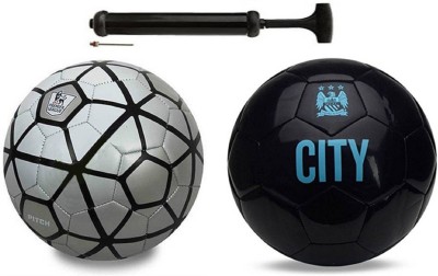 Unik New Rockers Silver Black + Vice City Black Football Combo With Durable Air Pump Football Kit