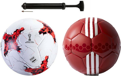 

Nice Rushia Red + Siyachel Red Football Combo With Durable Air Pump Football Kit