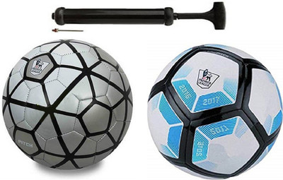 

Alen Luxury Silver Black + Blue White Lalinga Football Combo With Durable Air Pump Football Kit