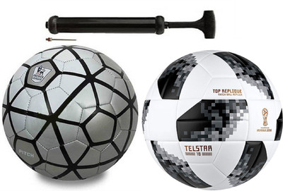 

Unik New Rockers Silver Black + Startel Black Football Combo With Durable Air Pump Football Kit