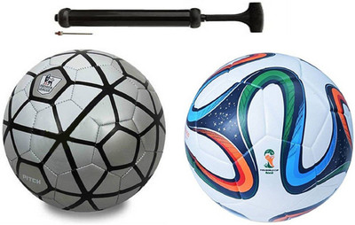 

Nice Silver Black + Bazuca Multicolor Football Combo With Durable Air Pump Football Kit