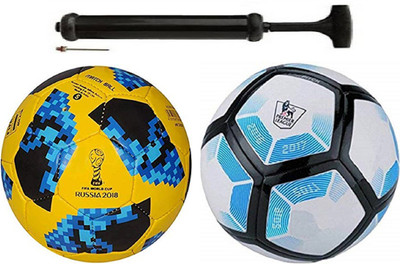

Nice Startel Yellow + Lalinga Blue White Football Combo With Durable Air Pump Football Kit