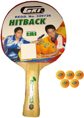 

GKI Combo of Two, One 'Hit Back' table tennis racquet and Five 'KUNG FU' Ping Pong Balls- Table Tennis Kit