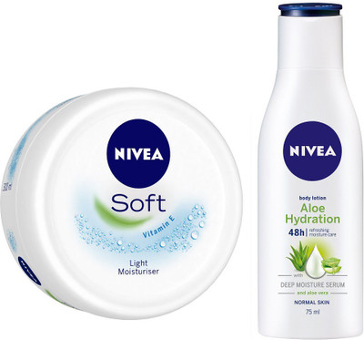 

Nivea Soft Moisturising Crme 300ml with Aloe Hydration Body Lotion, 75ml(375 ml)