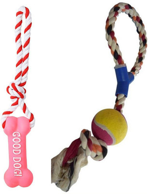 

W9 High Quality Combo Of 2 Non-Toxic Knotted Cotton Chew Rope Toy For Puppy Cotton Chew Toy For Dog & Cat