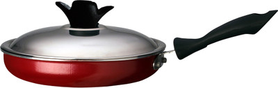 

TG Shoppers With Lid Big Fry Pan 23 cm diameter(Aluminium, Stainless Steel, Non-stick), Black;brown