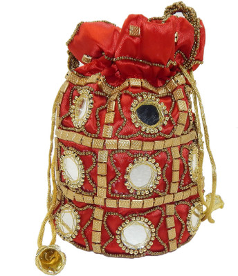 

RK Brands Designer Heavy work Ethnic and with mirror Potli(Red)