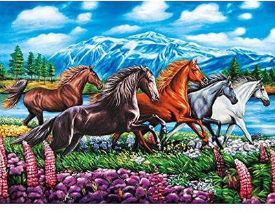 

Lafayette Puzzle Factory Puzzle Collector Art 1000 Piece Puzzle - Running Horses(1000 Pieces)