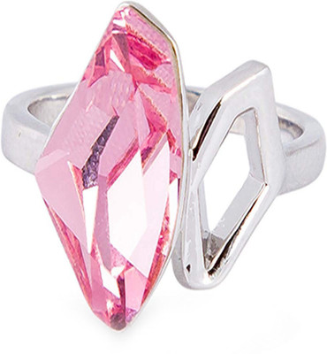 

saphira Styish Charm White Gold Plated Divine Angelic Party Wear Pink Crystal Ring Stainless Steel Ring