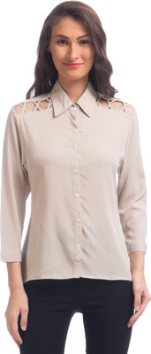 

Uptownie Lite Women' Solid Casual Beige Shirt