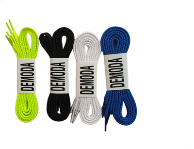 

DE'MODA Flat Shoelaces(Pack of 4-Neon green,Black,White,Blue) Shoe Lace(Multicolor Set of 4)