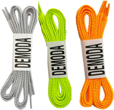 

DE'MODA Flat (Pack of 3-Grey,Neongreen,Orange) Shoe Lace(Multicolor Set of 3)