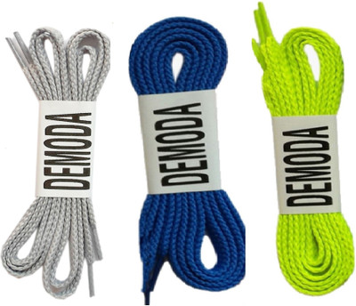 

DE'MODA Flat pack of Neon green,Blue,Grey Shoe Lace(Green, Grey, Blue Set of 3)