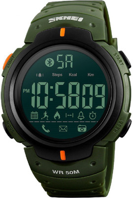 

Skmei 1301 Green Pedometer Calorie count Bluetooth Digital Smartwatch(Green Strap Free Size)