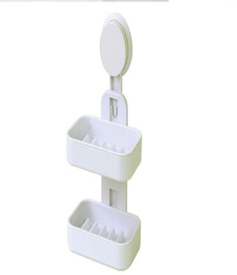 

ShopAis Double Layer Soap Box Suction Cup Holder Rack Bathroom Shower Soap Dish Hanging Tray Wall Holder Storage Holders(White)