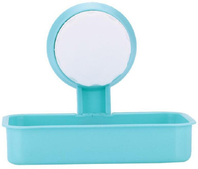 

ShopAis Single Layer Soap Box Suction Cup Holder Rack Bathroom Shower Soap Dish Hanging Tray Wall Holder Storage Holder(Blue)
