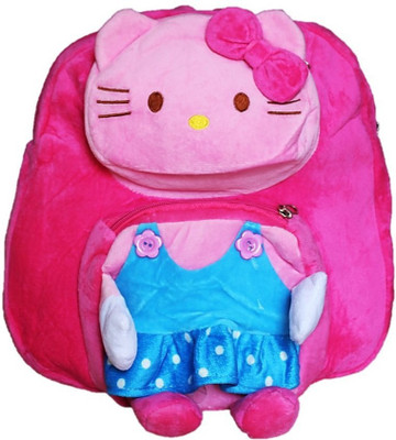 

toyjoy Hello kitty 3 compartment school bag 35cm for kids /girls/ plush soft cartoon backpack - 35 cm(Pink)