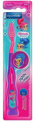 

aquawhite SHIMMER & SHINE Jiggle Wiggle Toothbrush with 2 D Shimmer & Shine Image on Hygiene Cap, Suction Cup & Tongue Cleaner, Purple, Health & Personal Care. Soft Toothbrush