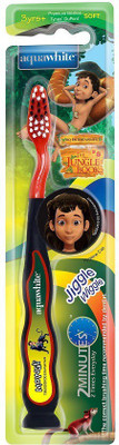 

aquawhite THE JUNGLE BOOK Jiggle Wiggle Toothbrush with 2 D Mowgli Image on Hygiene Cap, Suction Cup & Tongue Cleaner, Black, Health & Personal Care. Soft Toothbrush