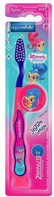 

aquawhite SHIMMER & SHINE Jiggle Wiggle Toothbrush with 2 D Shimmer & Shine Image on Hygiene Cap, Soft Toothbrush