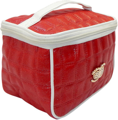 

RK Brands Red Portable Designer Makeup, Travel, Dressing Organiser Vanity Box(Red with White Lining)