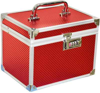 

RK Brands Beautiful Metallic Hard Case Red Bridal Travel with mirror Multipurpose Vanity Box(Red)