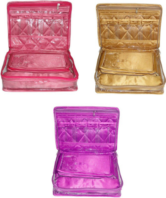 

Addyz Combo of 3 Pieces Necklace Bangle Locker Cosmetic Storage Organizer Makeup Case Cosmetic Storage Make Up Bag Jewellery Vanity Box(Pink, Gold,Purple)