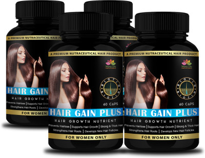 

woxa life Hair Gain Plus- An Ultimate Hair fall Control & Hair Growth Supplement for Denser and Fuller Hair for Women pack of 4(240 No)